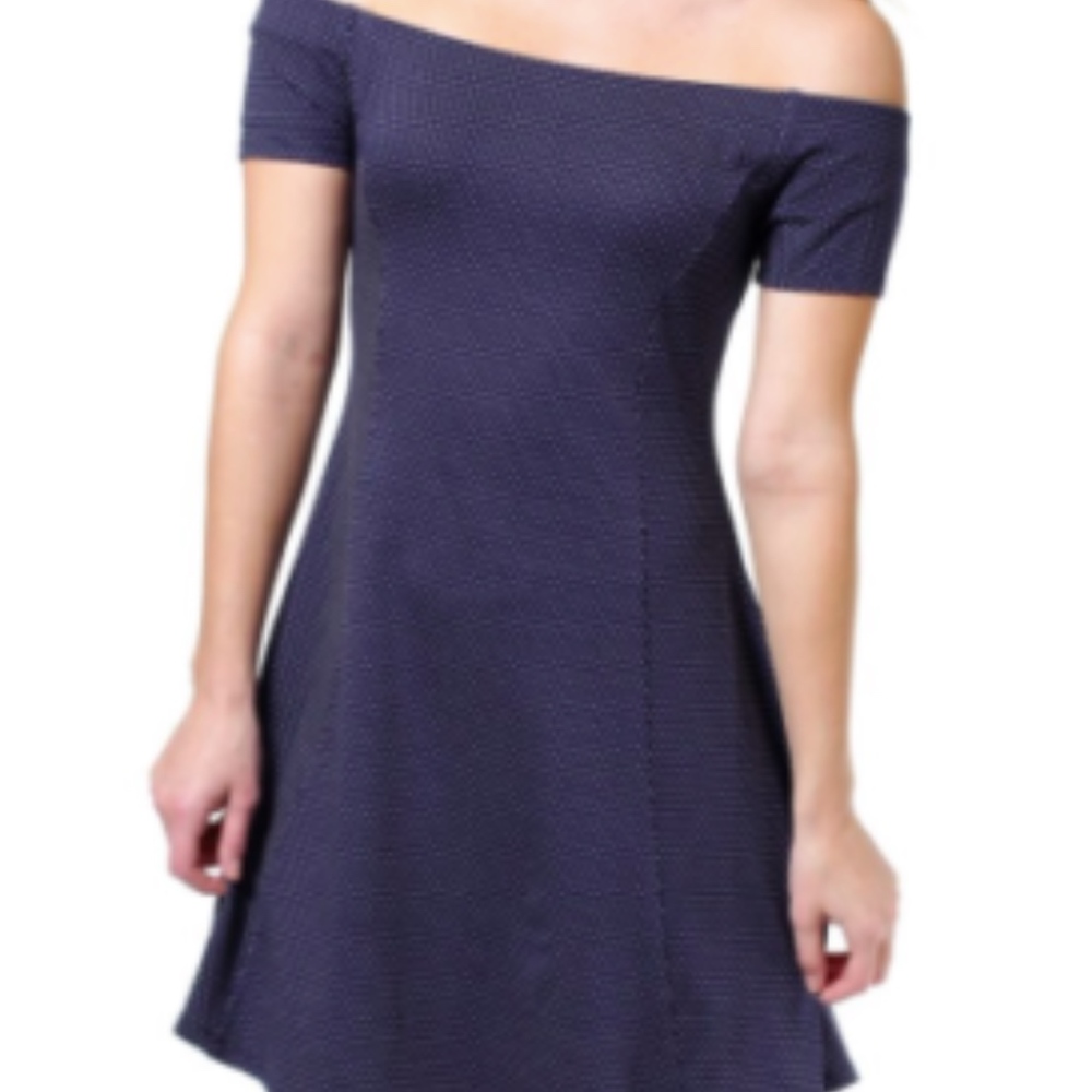 Navy and White off the shoulder dress